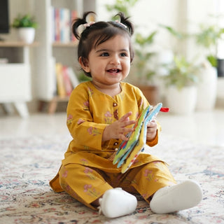 Mustard Yellow Jacquard Lawn Shirt &amp; Trouser Set