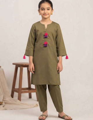 Luxury Mehndi Green Self-Print Shirt & Trouser