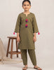 Luxury Mehndi Green Self-Print Shirt & Trouser