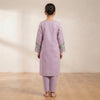 Elegant Self-Jacquard Girls Suit with Hand Embroidery & Neck Tassels