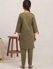 Luxury Mehndi Green Self-Print Shirt & Trouser